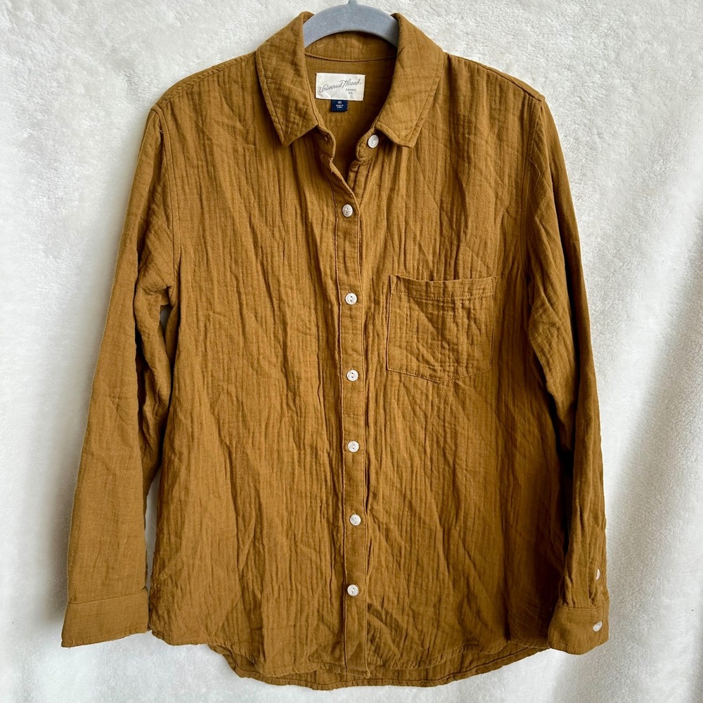 Universal Thread Goods Co Mustard Double Gauze Button Down Shirt Top XS